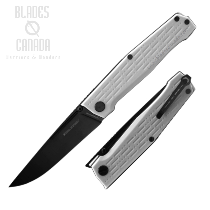 Real Steel Rokot Folding Knife, N690 Black, G10 White, 7641M